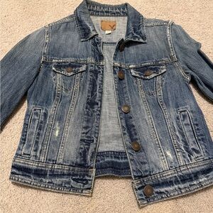 American Eagle Outfitters Distressed Blue Denim Jacket